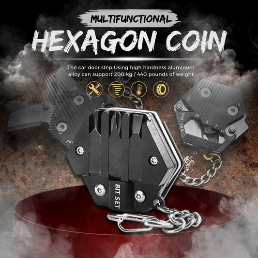 Multifunctional Hexagon Coin Pocket Knife Tool - Trendytreasures